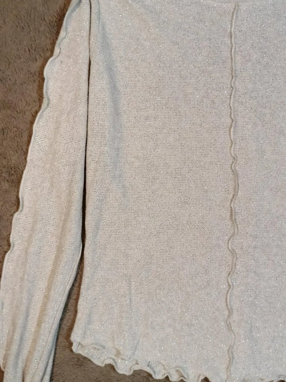 Zara/Top/Womens Large/Gold Sparkly Lettuce Hem Y2K Party Glam Shimmer Top Chic - Picture 6 of 8